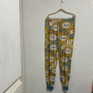 The Simpsons 90’s Cartoon Homer Print Joggers - Yellow and Blue Men’s Size LG/G/